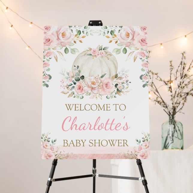Little Pumpkin Blush Rose Gold Floral Baby Shower  Foam Board (In Situ (Stand))