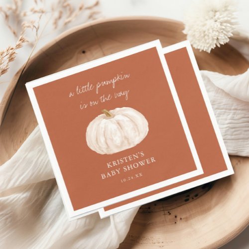 Little Pumpkin Boho Fall Baby Shower Napkins