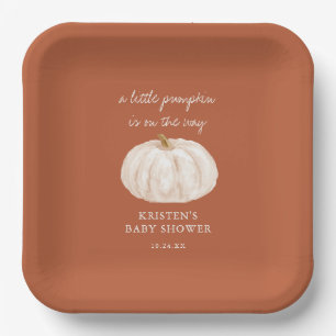 Little Pumpkin Boho Fall Baby Shower Paper Plates