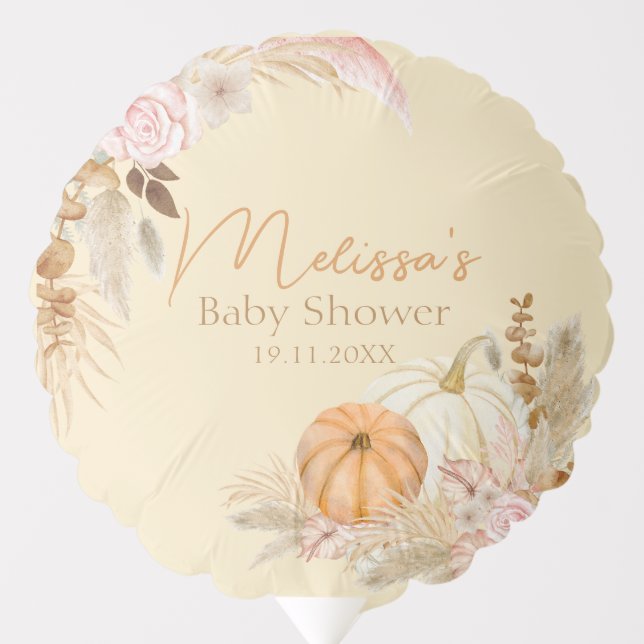 Little Pumpkin Boho Fall Floral Balloon (Front)