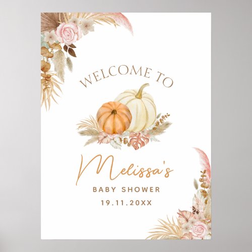 Little Pumpkin Boho Fall Floral Welcome sign