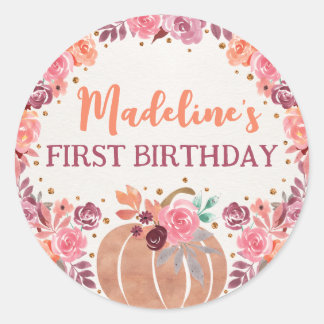 Little Pumpkin Boho Floral 1st Bday Sticker