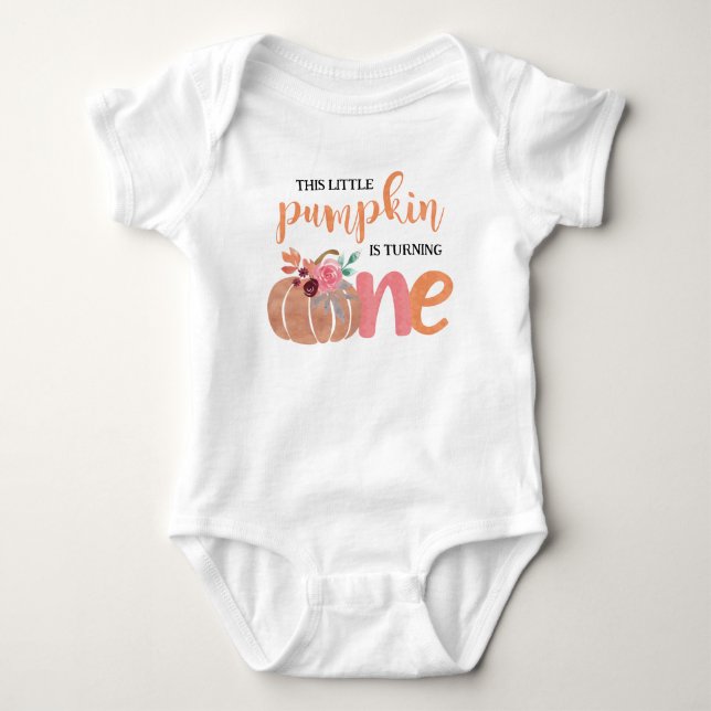 Little Pumpkin Boho Floral 1st Birthday T-Shirt Baby Bodysuit (Front)