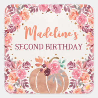 Little Pumpkin Boho Floral 2nd Bday Sticker