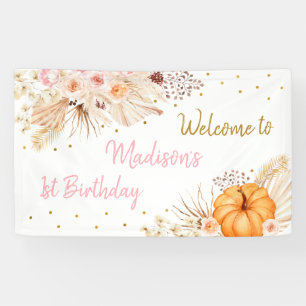 Little Pumpkin Boho Floral Birthday Banner