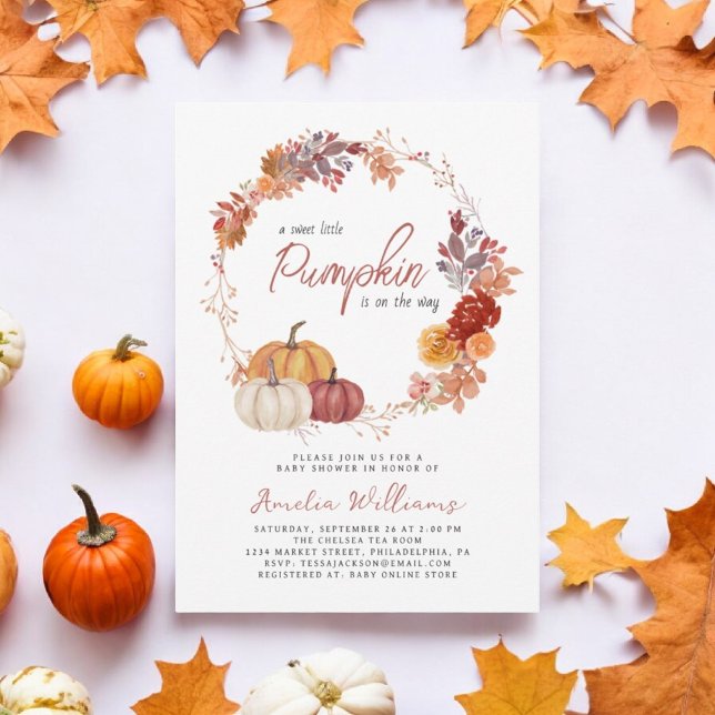 Little Pumpkin Boho Gender Neutral Baby Shower Invitation (Creator Uploaded)