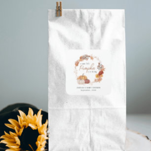 Little Pumpkin Boho Gender Neutral Baby Shower Square Sticker