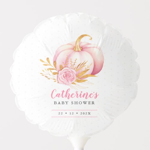 Little Pumpkin Boho Pink Gold Floral Baby Shower Balloon