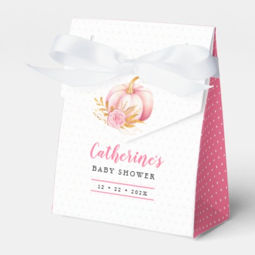 Little Pumpkin Boho Pink Gold Floral Baby Shower Favor Boxes