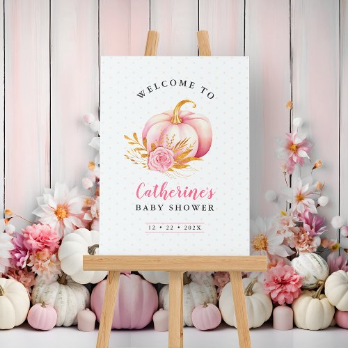Little Pumpkin Boho Pink Gold Floral Baby Shower Foam Board