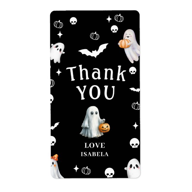 Little Pumpkin Boo – Halloween Baby Shower Label (Front)