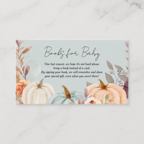 Little Pumpkin Books for Baby Fall Baby Shower Enclosure Card