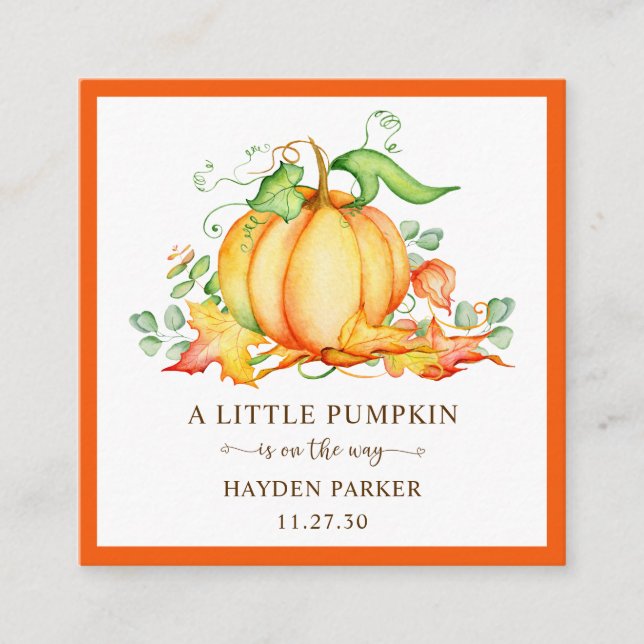 Little Pumpkin Books For Baby Shower Enclosure Car Card (Front)