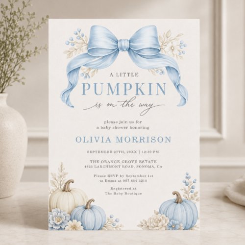 Fall Little Pumpkin Orange baby shower invitation