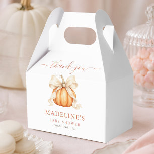 Little Pumpkin Bow Cute Autumn Baby Boy Shower Favor Boxes