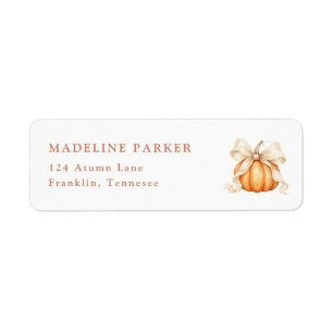 Little Pumpkin Bow Fall Baby Shower Return Address Label