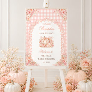 Little Pumpkin Bow Floral Baby Shower Welcome Foam Board