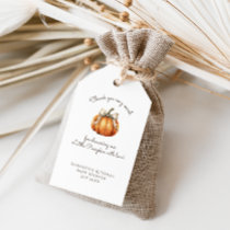 Little Pumpkin Bow Minimal Neutral Baby Shower Gift Tags