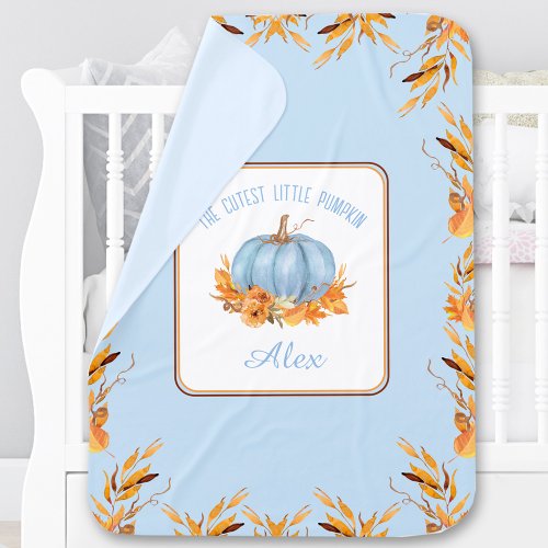 Little Pumpkin Boy Baby Blanket Name Text