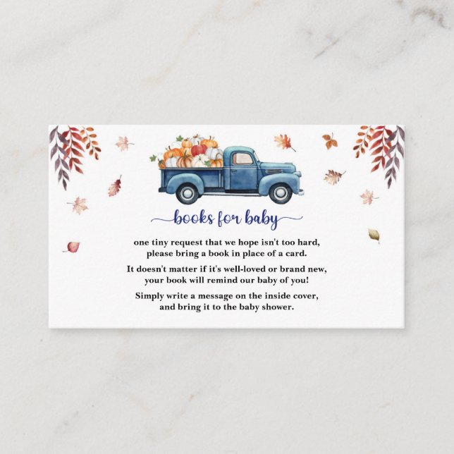 Little Pumpkin Boy Baby Shower Books For Baby Enclosure Card (Front)
