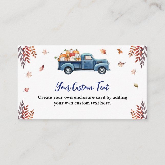 Little Pumpkin Boy Baby Shower Custom Enclosure Card (Front)