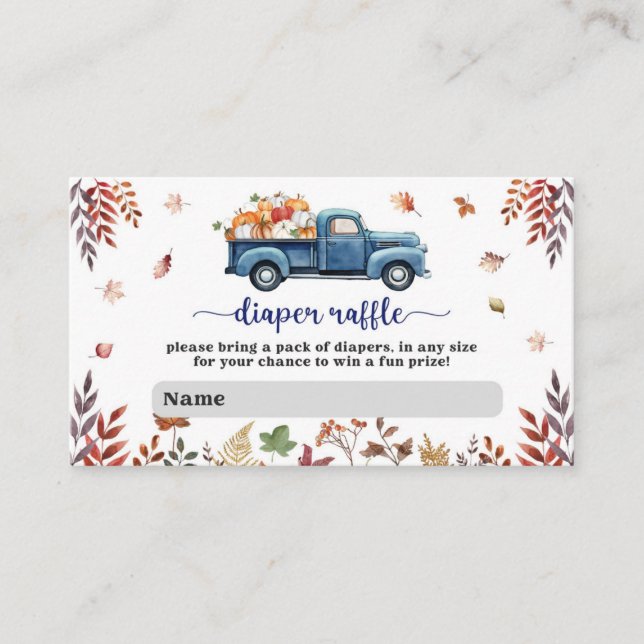 Little Pumpkin Boy Baby Shower Diaper Raffle Enclosure Card (Front)