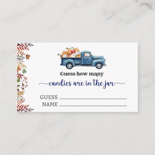 Little Pumpkin Boy Baby Shower Guess Game Answer Enclosure Card (Front)