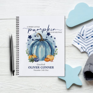 Little Pumpkin Boy Baby Shower Guest Gift List Notebook