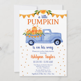 Little Pumpkin Boy Baby Shower Invitation