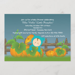Little Pumpkin Boy Baby Shower Invitation