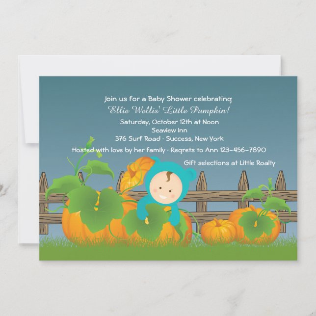 Little Pumpkin Boy Baby Shower Invitation (Front)