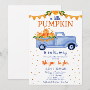 Little Pumpkin Boy Baby Shower Invitation