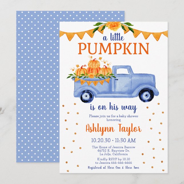 Little Pumpkin Boy Baby Shower Invitation (Front/Back)