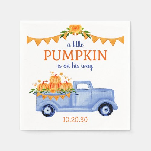 Little Pumpkin Boy Baby Shower Napkins