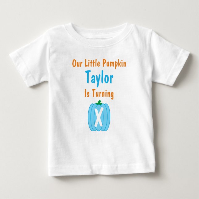 Little Pumpkin Boy Birthday Baby T-Shirt (Front)