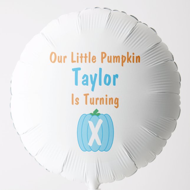 Little Pumpkin Boy Birthday Balloon (Front)