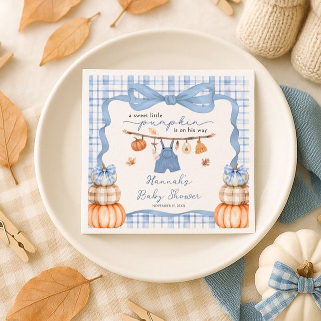Little Pumpkin Boy Clothes Fall Baby Shower Napkins (Creator Uploaded)