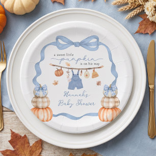 Little Pumpkin Boy Clothes Fall Baby Shower Paper Plates