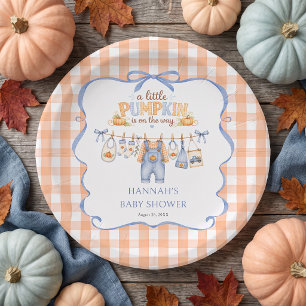 Little Pumpkin Boy Fall Baby Shower Paper Plates