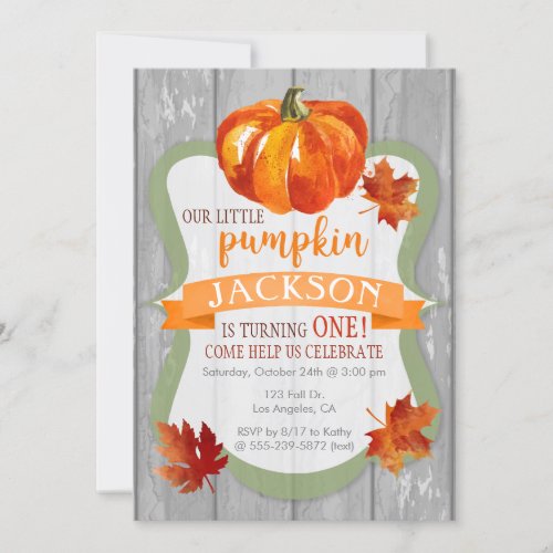 Little Pumpkin Boys Autumn Birthday Invitation