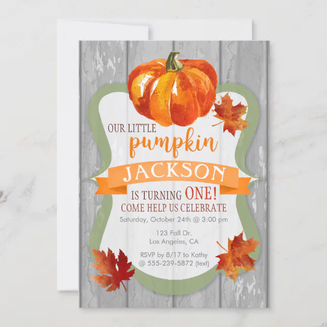 Little Pumpkin Boy's Autumn Birthday Invitation | Zazzle