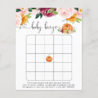 Little pumpkin burgundy floral baby bingo game