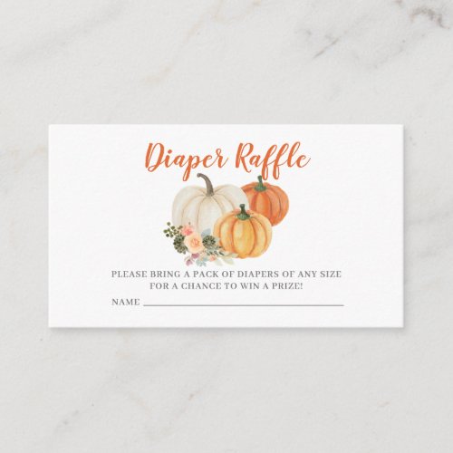 Little Pumpkin Burnt Orange Diaper Raffle Ticket Enclosure Card