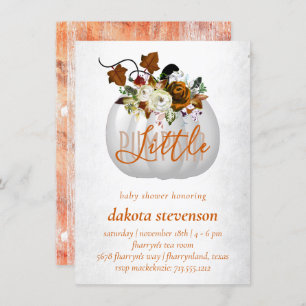 Little Pumpkin Burnt Orange Floral Baby Shower Invitation