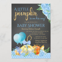 Little Pumpkin Chalkboard Boys Fall Baby Shower Invitation