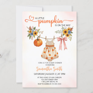Little Pumpkin Clothes Autumn Girl Baby shower Invitation