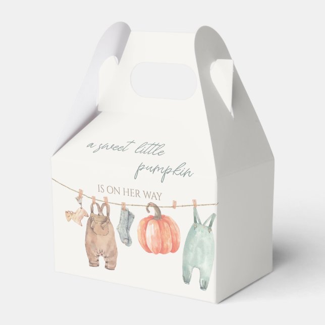 Little Pumpkin Clothes Boy Baby Shower Favor Boxes (Front Side)