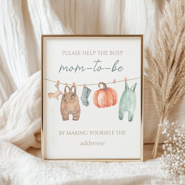 Little Pumpkin Clothes Boy Busy Mom-to-Be Address Poster (Creator Uploaded)