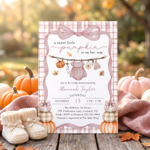 Little Pumpkin Clothesline Fall Girl Baby Shower Invitation