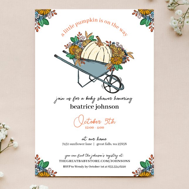 Little Pumpkin Country Garden Baby Shower Invitation (Creator Uploaded)
